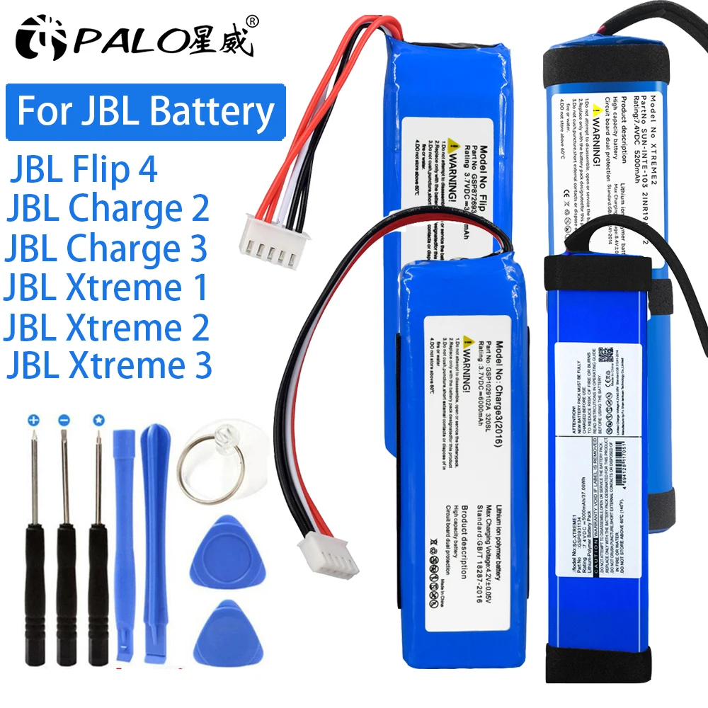 

2023 100% Original Speaker Rechargeable Battery For JBL Flip 4 Charge 2 3 Xtreme 1 Xtreme 2 3 JBL Batteries with Tools Kit