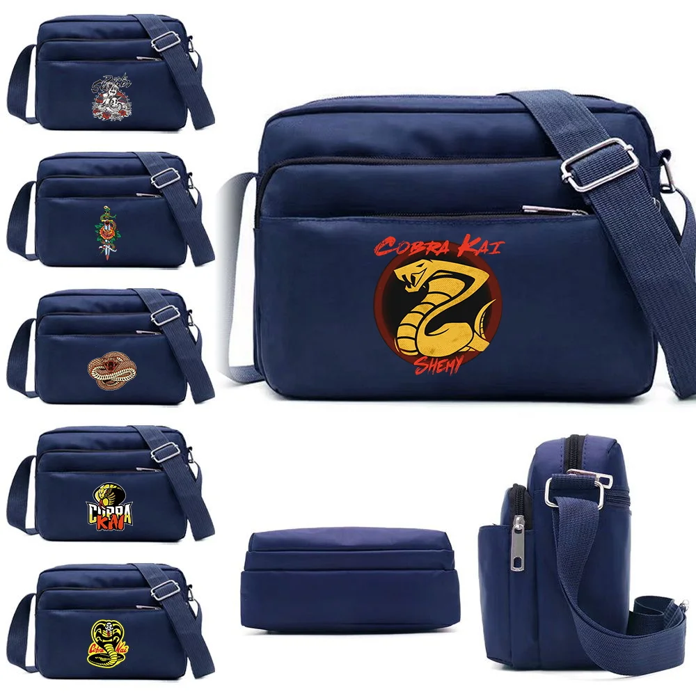 

Blue One Shoulder Crossbody Bag Travel Multi Layered Cobra Pattern Printing Series High-quality Work Commuting Storage Pack