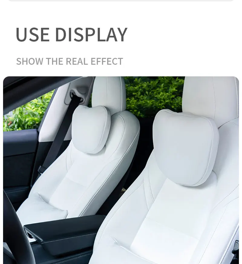 Für Tesla Model 3/Y Juniper 2019-2025 Autositz-Kopfstützenkissen Fumbar Nackenstützkissen Hochwertiges Leder Auto-Zubehör – Detail 17