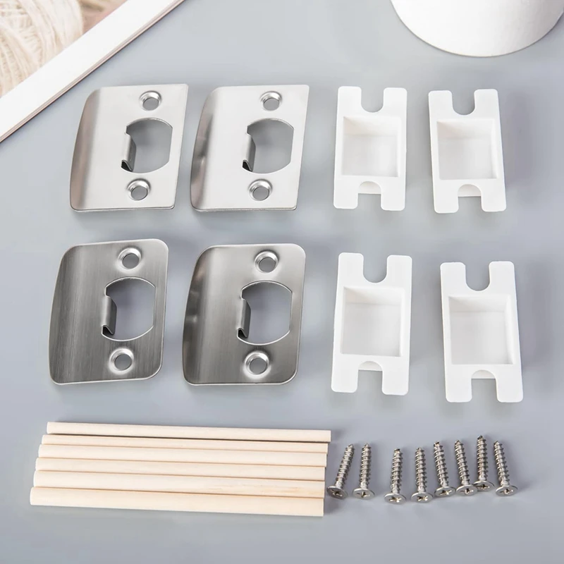 4 Pack Door Latch Strike Plate-Stainless Steel Door Lock Strike Plate Repair Kits-Door Latch Restorer Reinforcement