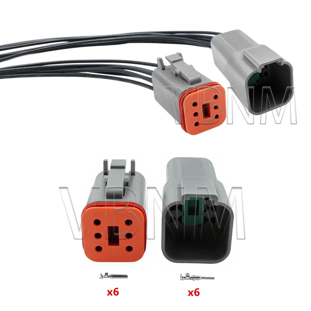 6 Pin Male Female Auto Waterproof Connector Automotive Electrical Wire Harness Plug For Deutsch DT Series DT06-6S DT04-6P