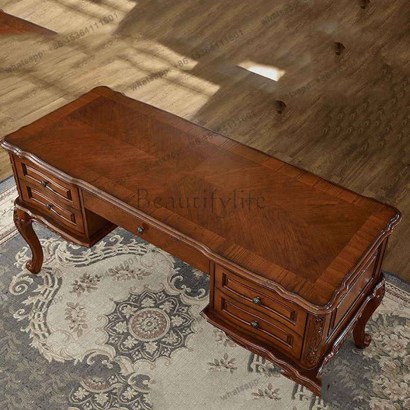 LJY Wooden Crafts Office Desk Nordic European Aesthetic Design Modern Luxury Office Desk Standing Reception Tavolo Unique Furnit