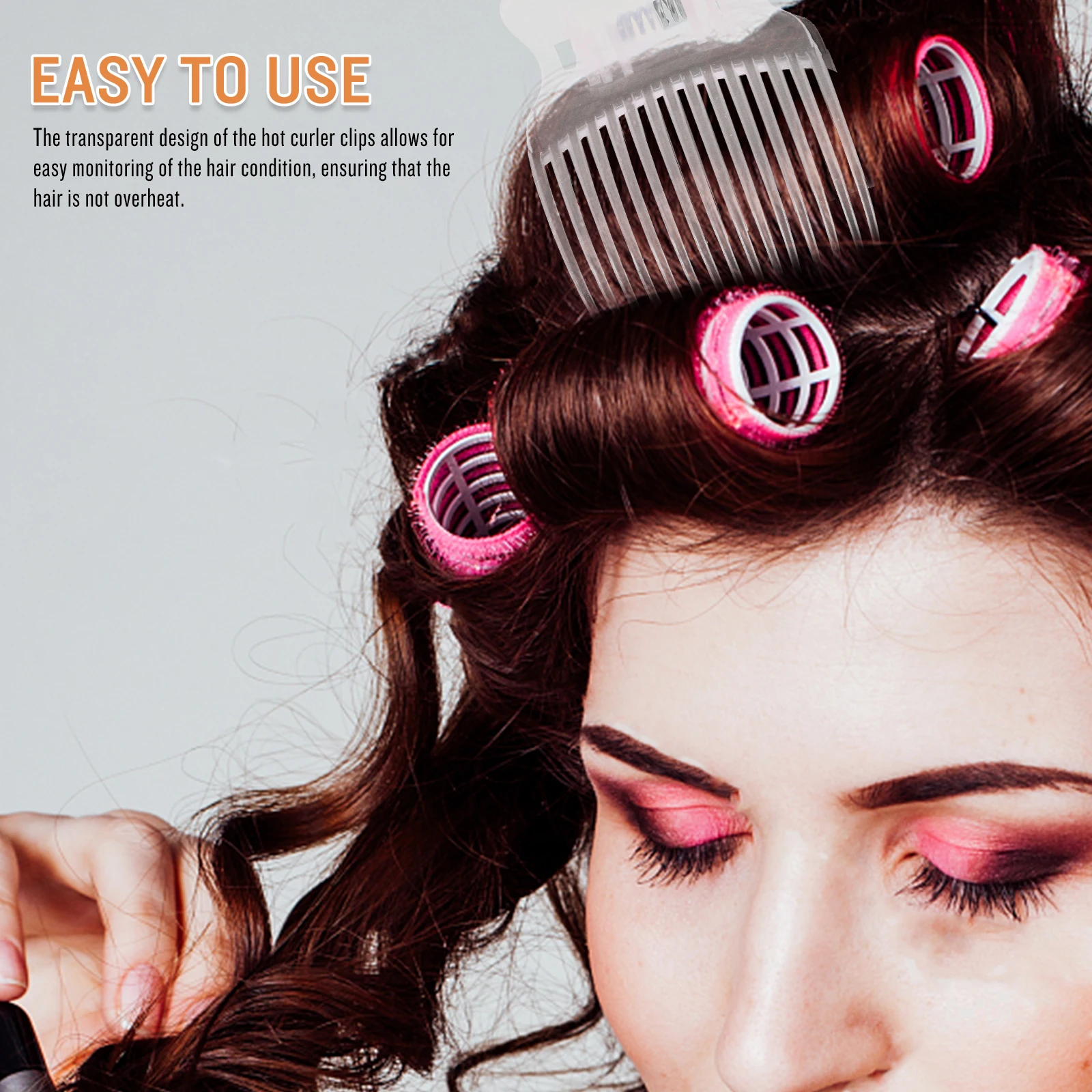 

10pcs Hot Roller Clips Heat Resistant Transparent Abs Strong Load Bearing Replacement For Hair Styling Coloring Perming