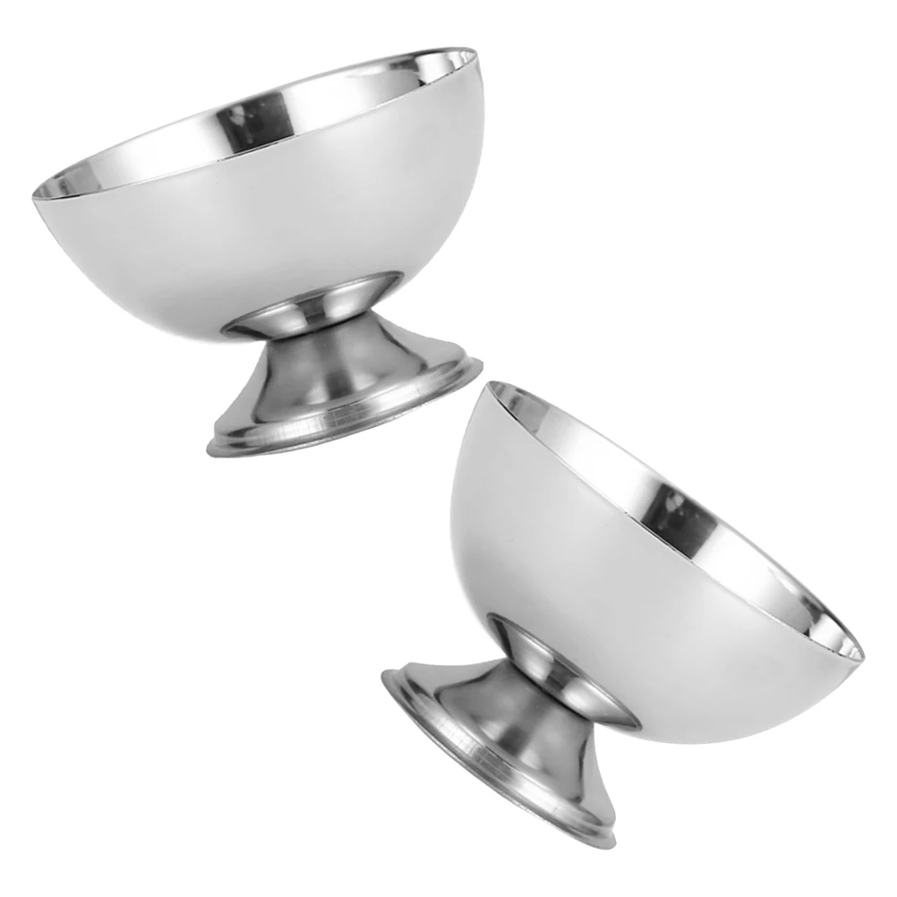 

2Pcs Salad Cup Stainless Steel Footed Ice Cream Bowl Dessert Serving Mini Kitchen Container Reusable Home Candy Holder