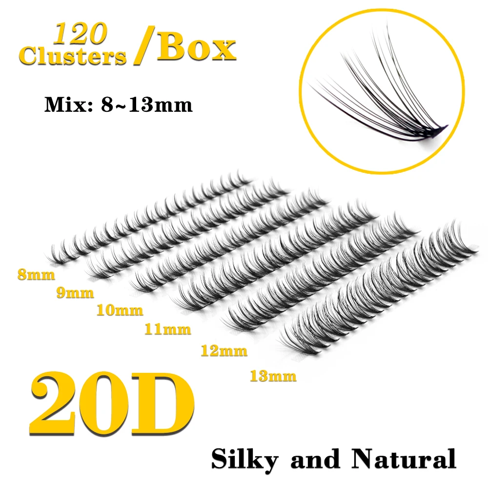Kimcci 20D / 30D 120 Pęczków Mieszane Rzęsy Pełny Zestaw Rzęs DIY Indywidualne Rzęsy z Norek Przedłużanie Rzęs Kępki Mieszane Rzęsy Makijaż Cilia