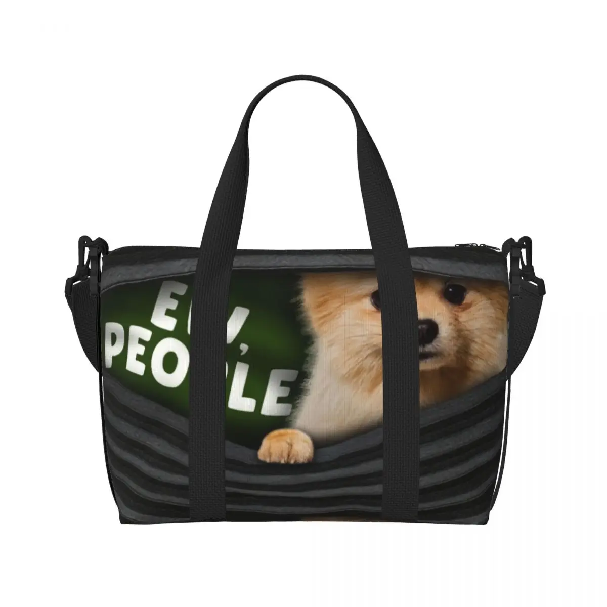 Custom Large Ew People Pomeranian Tote Bag Women Puppy Pet Pom Dog Shoulder Shopping Beach Gym Travel Bag