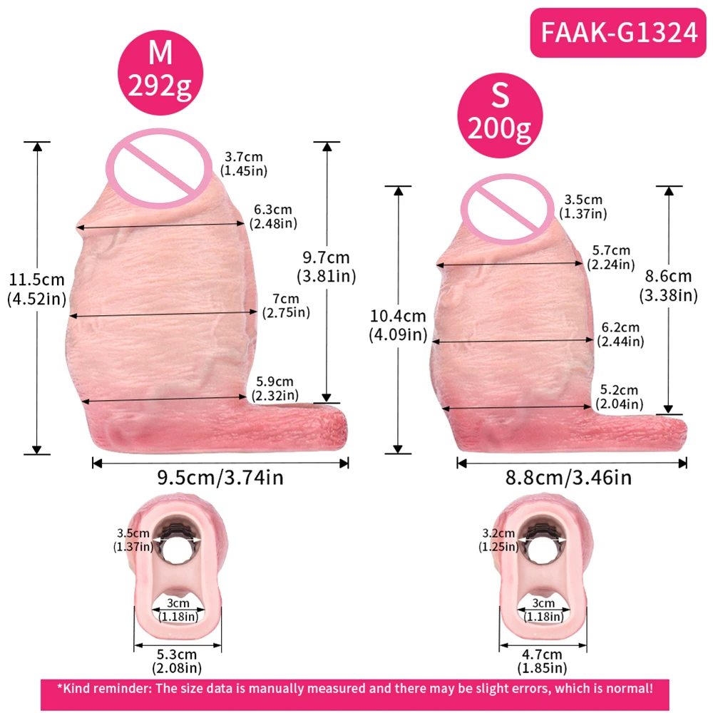 SHAZ واسعة القضيب كم القلفة الحقيقية والوريد دسار غمد مقاس زيادة اثنين من غطاء الديك تأخير القذف الجنس لعب للرجال 18 +