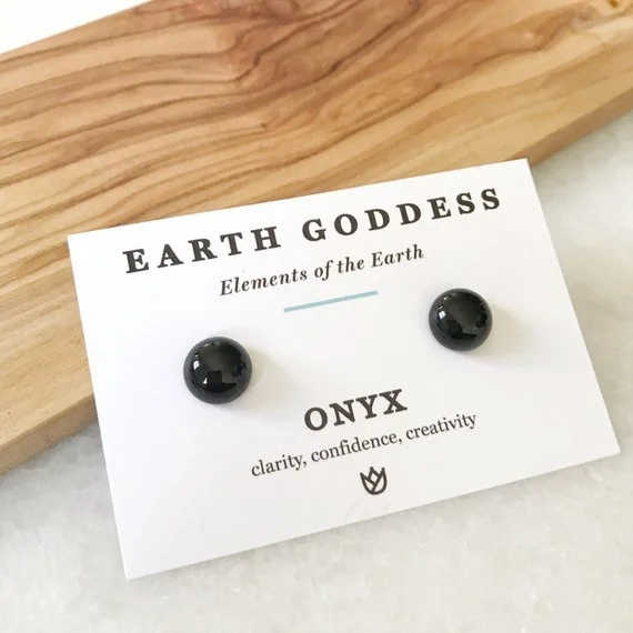 Black Onyx Stud Earrings. Clarity, Confidence and Creativity Jewelry. by Earth Goddess