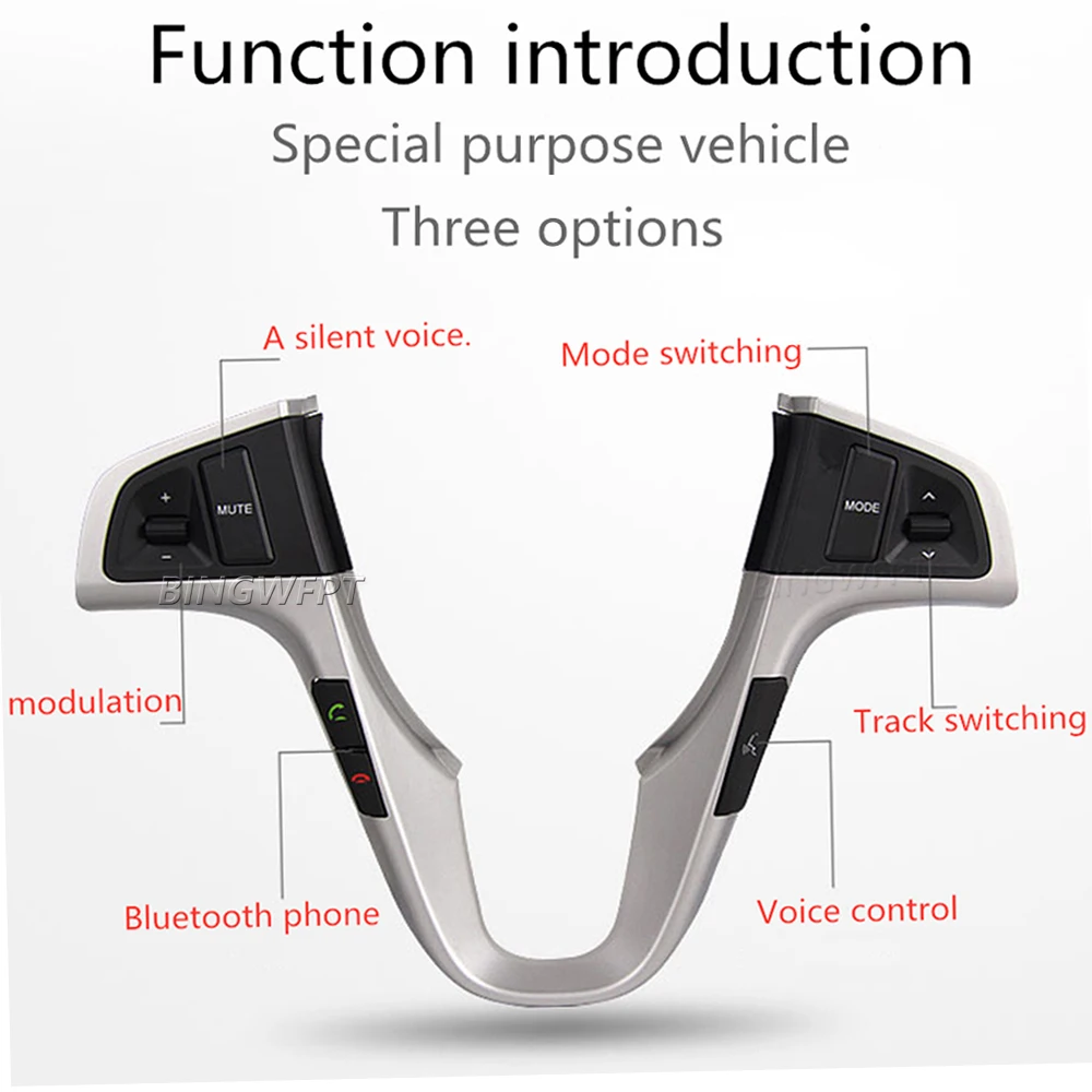 BINGWFPT Steering Wheel Button For Hyundai VERNA SOLARIS Steering Wheel Audio Volume Music Control Button Switch With Backlight