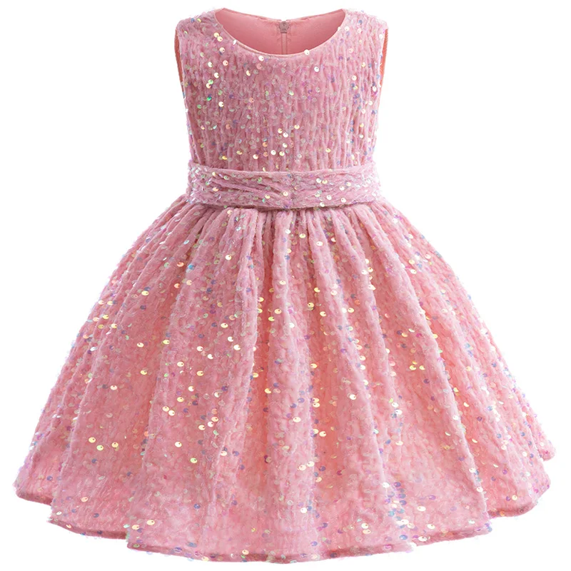 

Baby Girl Dress for 1-6 Years Sequins Puffy Sleeveless Dress for Kids Wedding Birthday Costume Girls Princess Dress