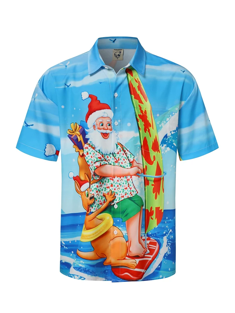 

New Fashion 3D Santa Claus Print Shirts Y2k Mens Designer Clothes Women Hawaii Beach Shirt Christmas Vacation Party Pretty Tops