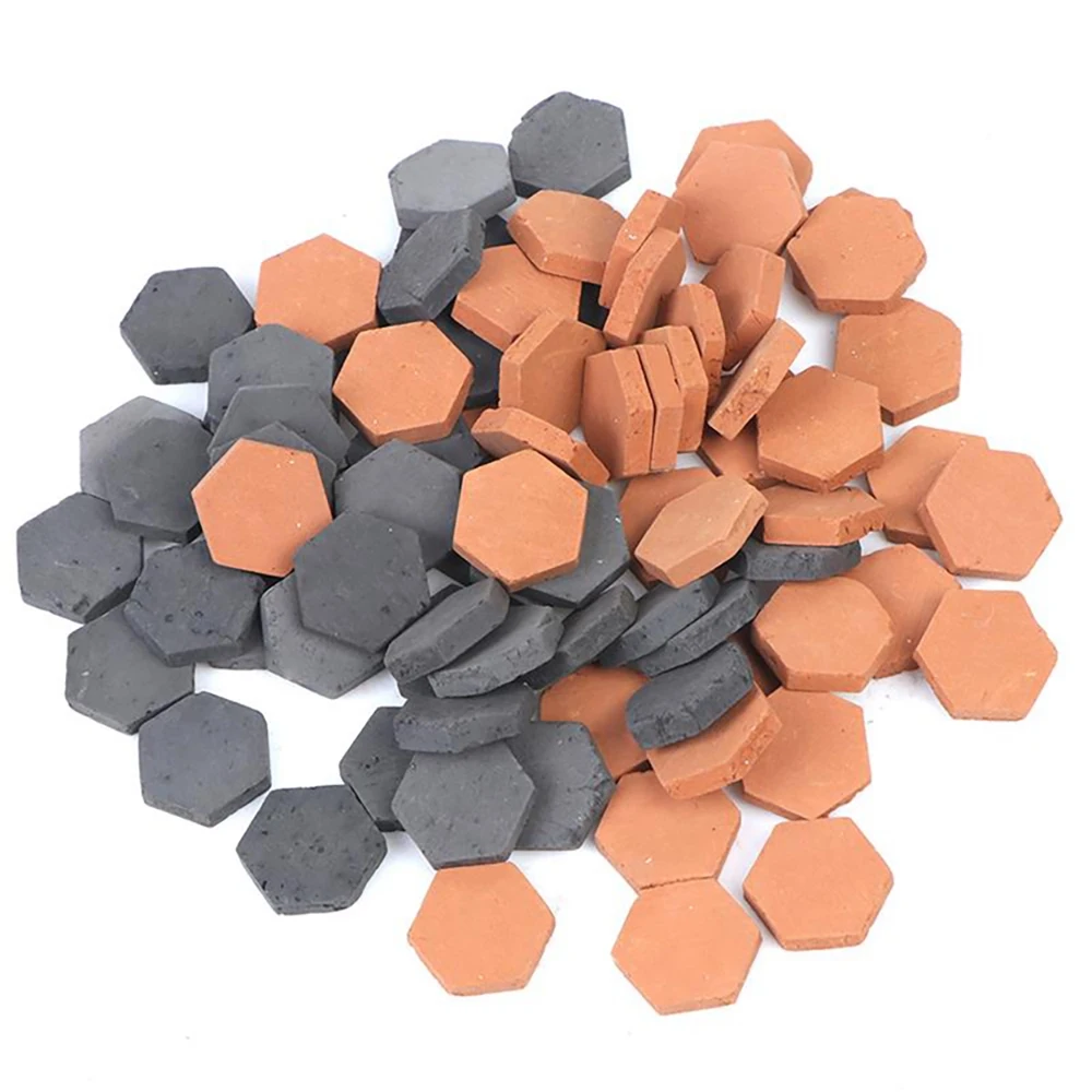 40PCS 1/16 Scale Simulation Miniature Hexagon Red Brick Model for DIY Fairy Garden Accessories Toy Brick Red