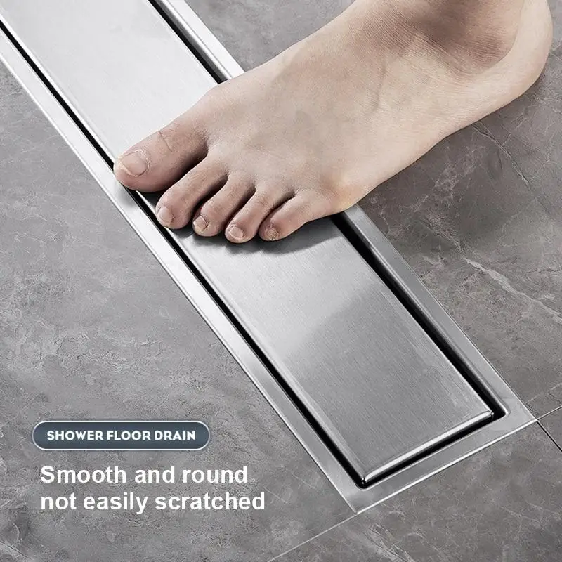 2 Sizes Stainless Steel Floor Drain Linear Shower Drain 30cm 60cm Invisible Option Bathroom