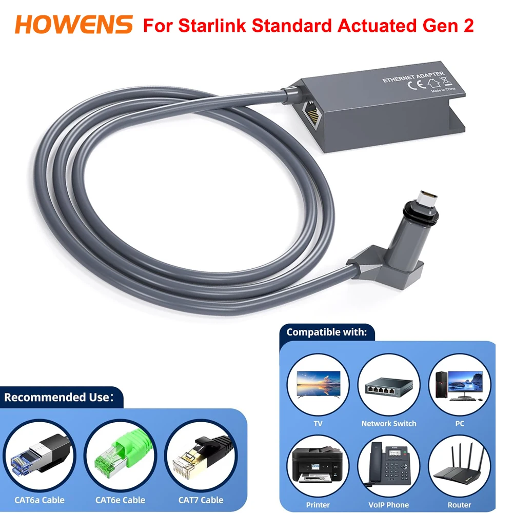 Ethernet Adapter for Starlink Standard Actuated Gen 2 Wired External Network RJ45 Gigabit Ethernet Adapter for Starlink V2