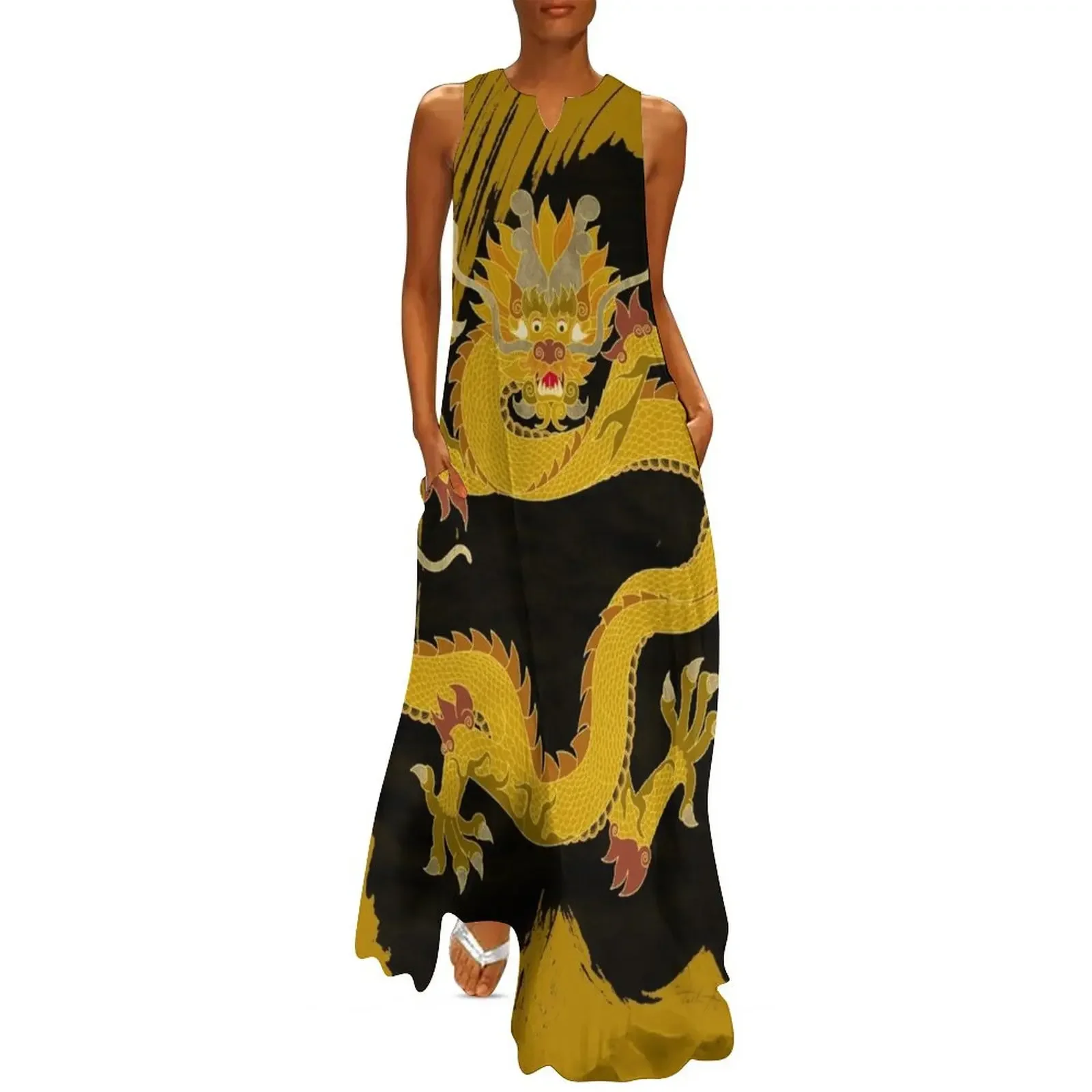 

Yellow Dragon of the Center Long Dress Long dress elegant dresses plus sizes birthday dress for women
