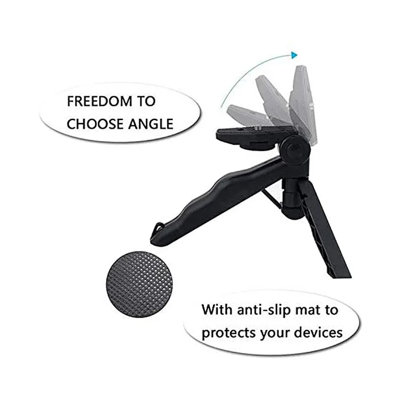 حوامل ثلاثية لـ Gopro Hero 12 11 10 9 8 7 6 5 4 3 2 حامل ثلاثي لطاولة الكاميرا المحمولة باللون الأسود لملحقات Go Pro SJ4000 YI 4K EKEN H9R