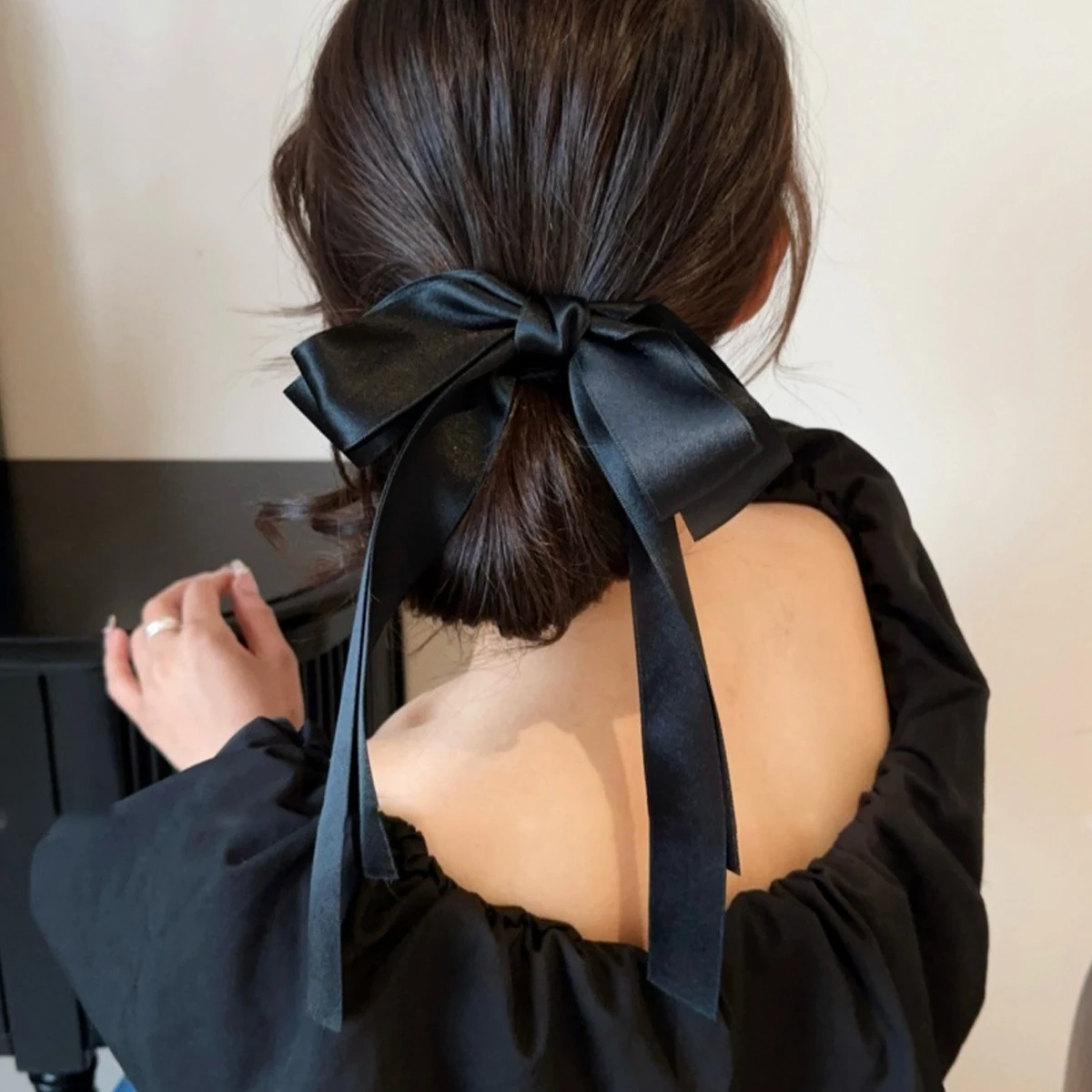 1 Stück Haarspange im Ballett-Stil mit Schleife und Schleifenband, elegante, süße und liebliche Damen-Haarschmuck im koreanischen Stil – Detail 3