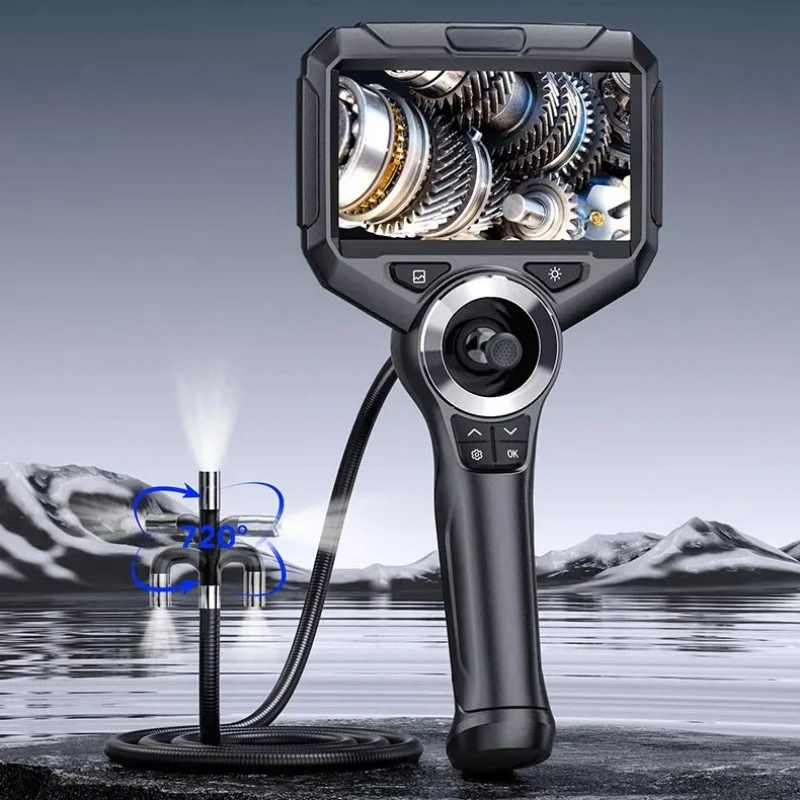 Automotive Inspection Endoscope, New 720° Four‑Way Articulating Borescope 200W Pixel for Pipeline Maintenance