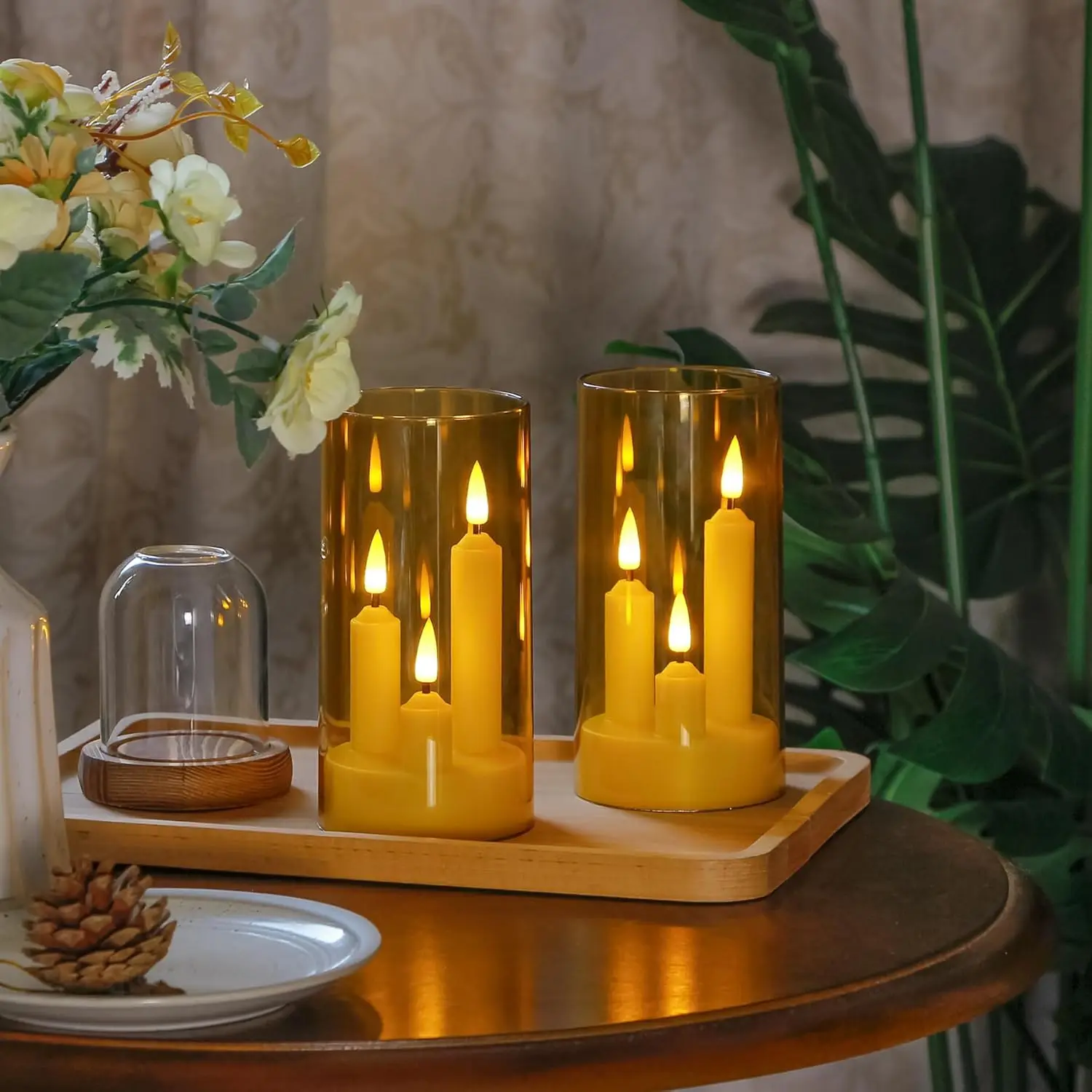 LED Taper Candle Flameless Battery Operated Tea Lights With Acrylic Lampshade Electronic Lamp For Wedding Home Decor Indoor  ﻿