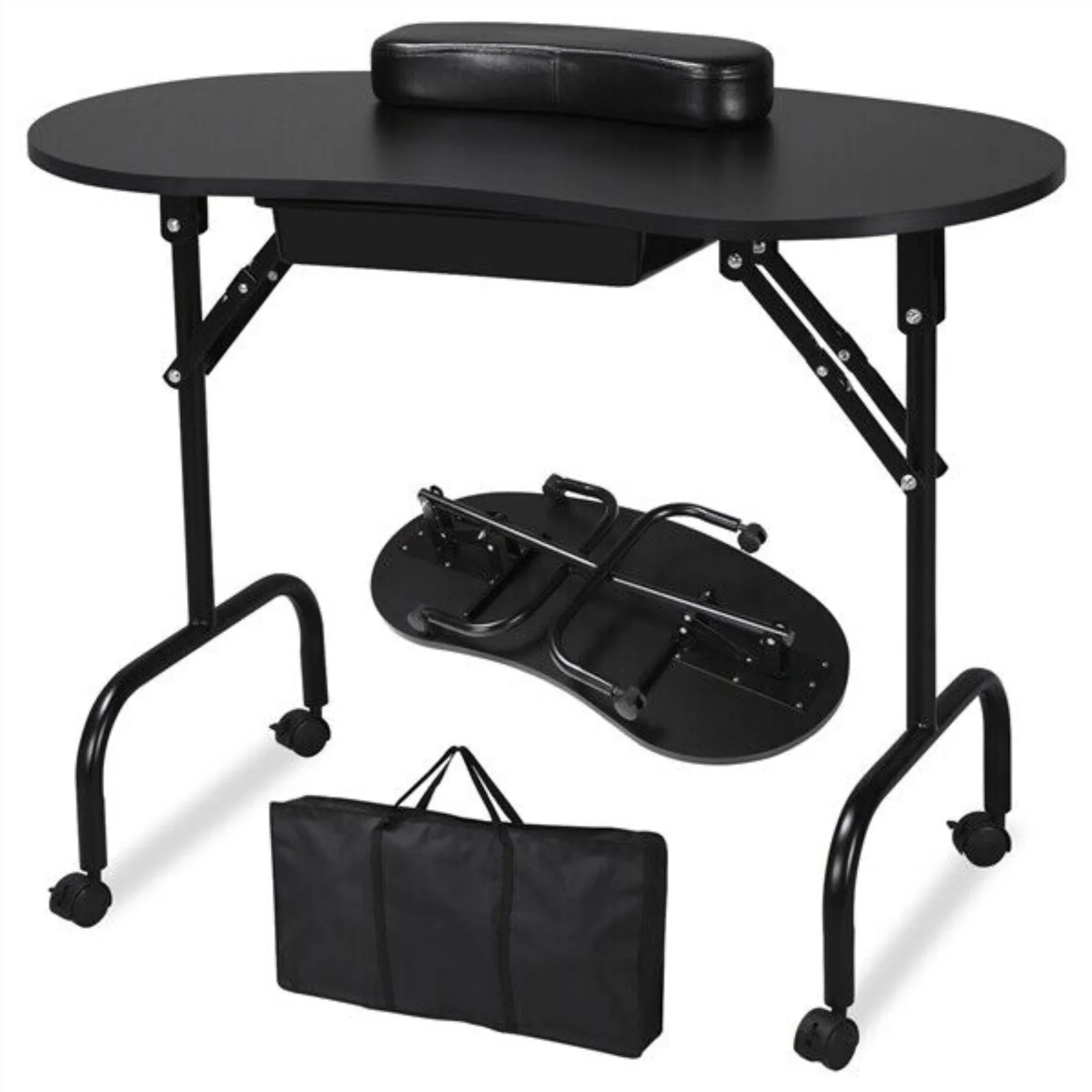 

Black Manicure Table Nail Portable Folding Beautician Desk Workstation W/ Bag United States