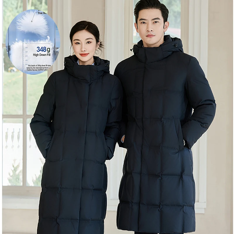 

Long Over The Knee Wholesale Black Men and Women Hooded White Duck Down Coat