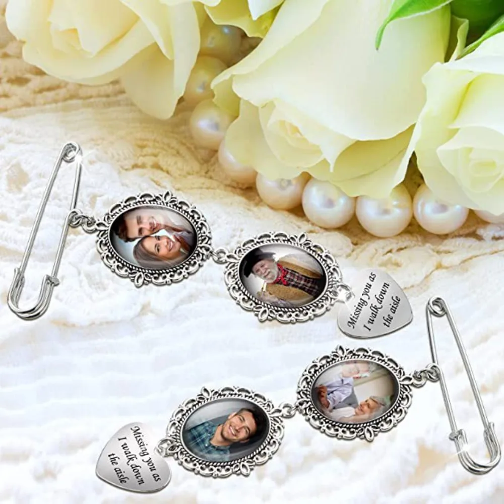 Oval Pendant Bridal Bouquet Pendant Love Heart Pendant Antique Silver Frame Pohoto Frame Brooch Classic Exquisite