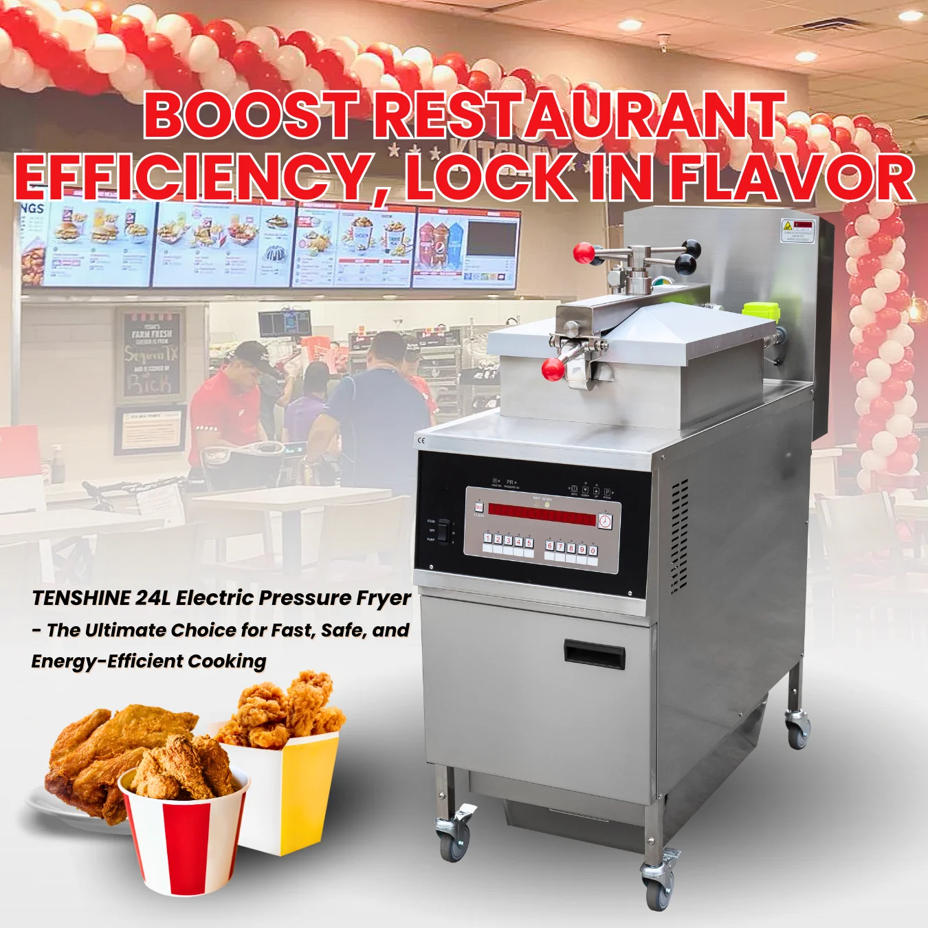 25L High Productivity Vacuum Deep Fryer 220V Electric Commercial Fast Food Frying Equipment for Fried Chicken Hotel Use