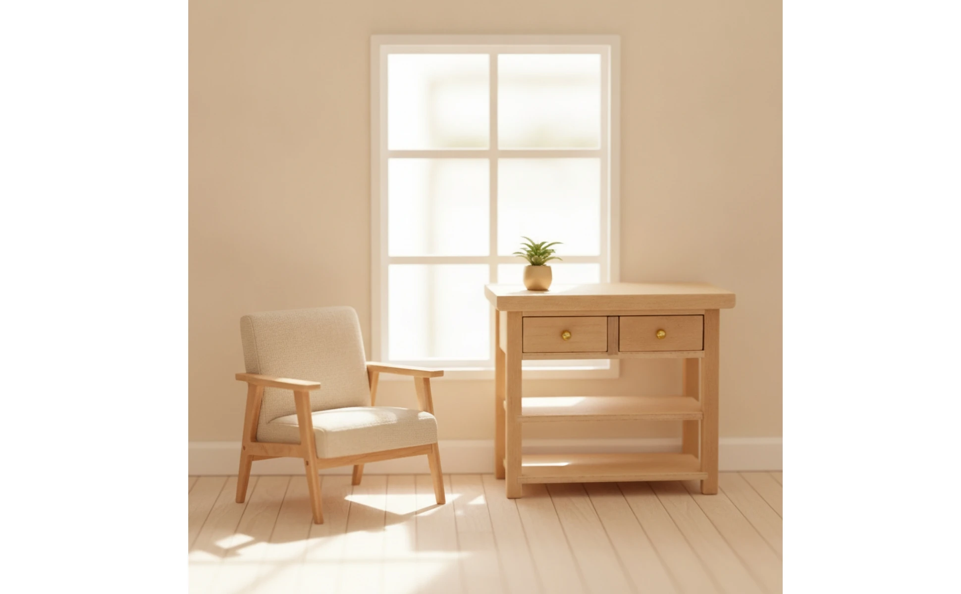 Dollhouse Side Cabinet Natural Finish Dollhouse Cabinet Furniture 1:12 Scale Decorative for Hobbyists, Diorama