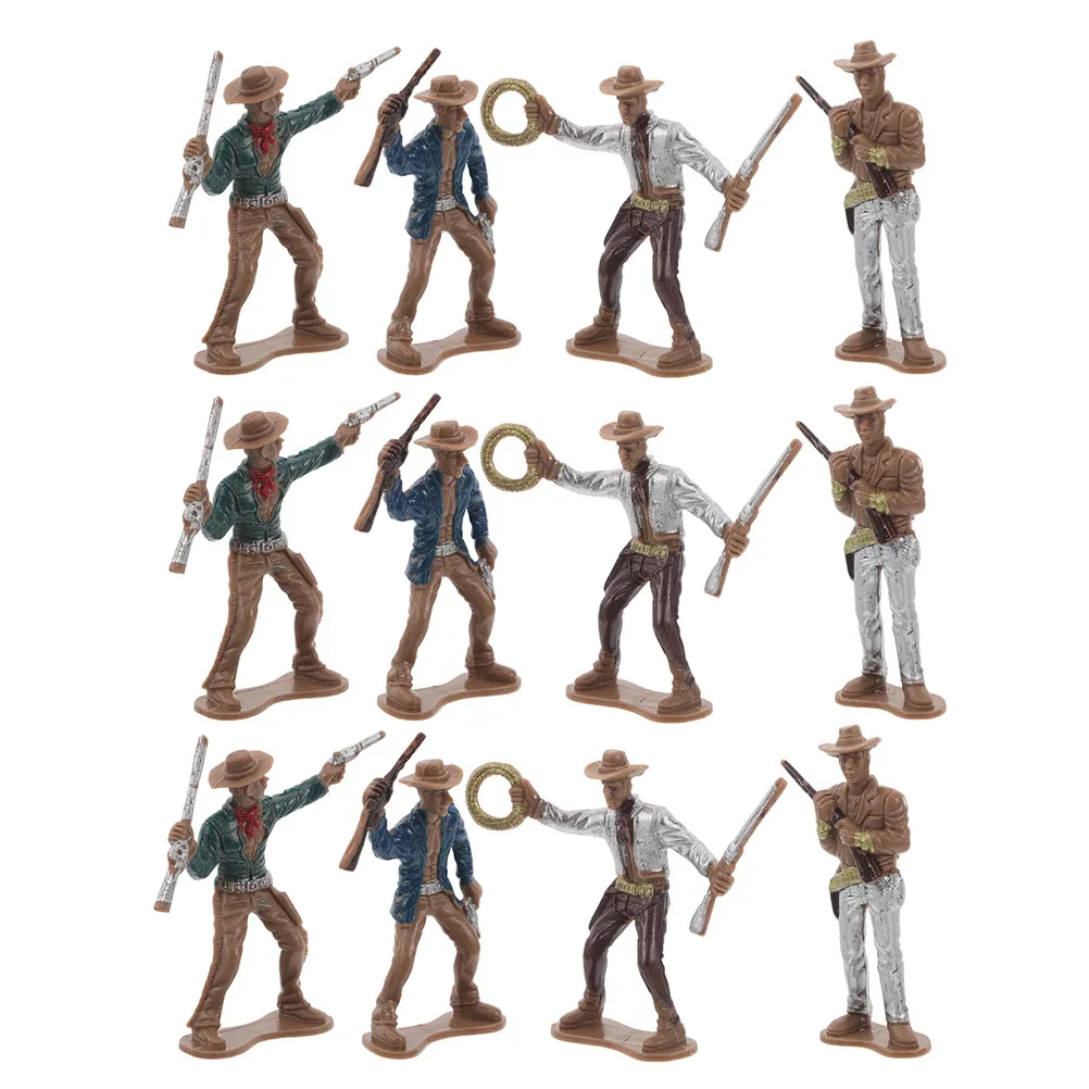 

Набор из 12 фигурок вестерн-ковбоев из прочного пластика, развивающие воображение, для игр и мини-вечеринок, декорации
