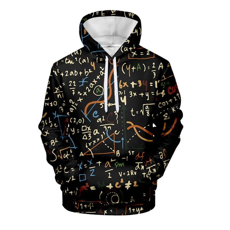 Nauka formuła wzór matematyczny bluza z kapturem dla mężczyzn śmieszne 3D drukowane długie rękawy jesień luźne pulowerowe topy bluzy luźne bluzy
