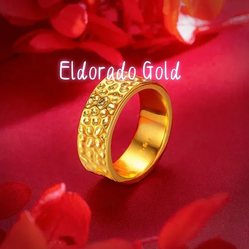 

Кольцо Eldorado Gold из настоящего золота 9999 пробы, 24K, желтое золото, ручной работы, для мужчин и женщин, парное.