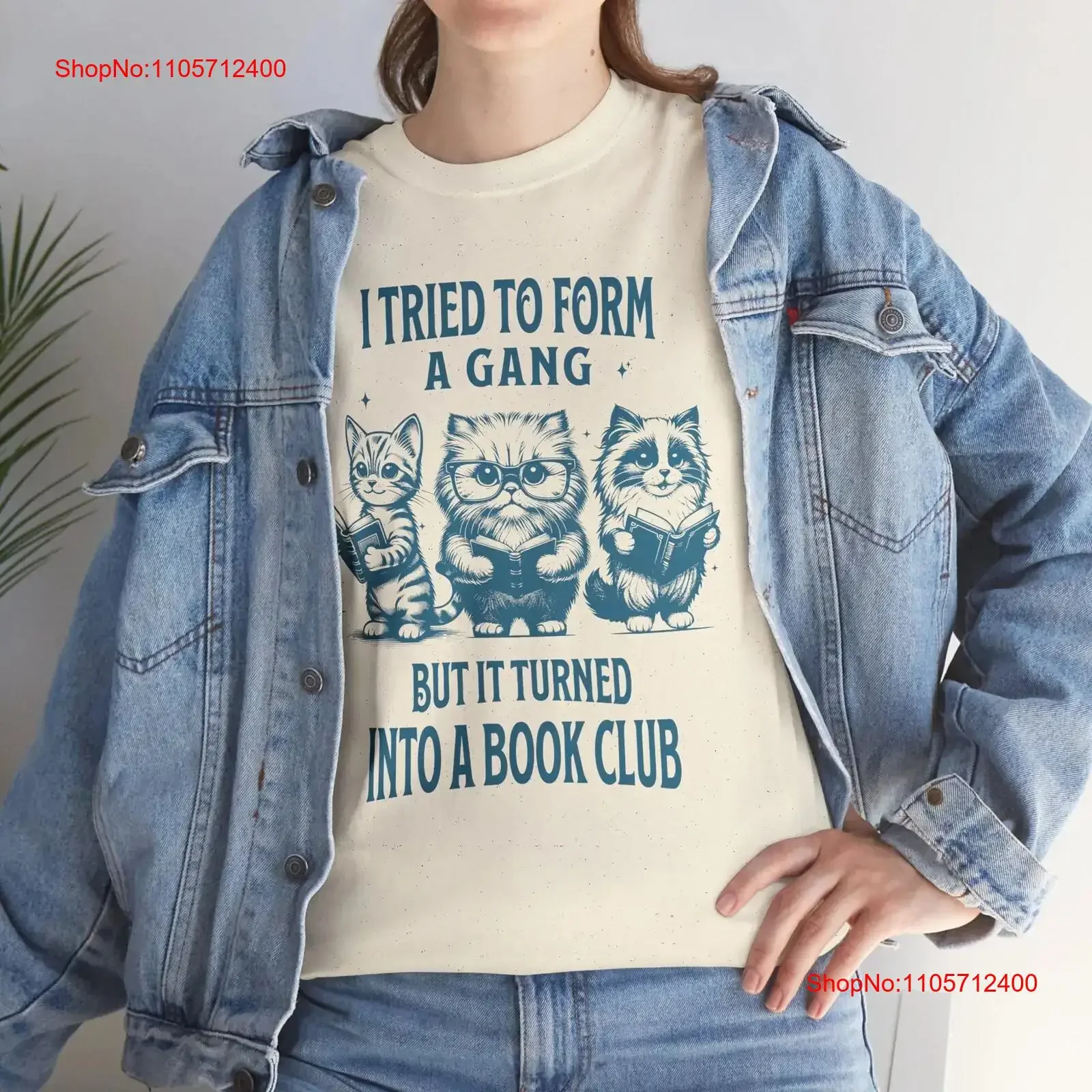 Funny Cat Reading T Shirt I Tried to Form A Gang But It Turned Into Book Club Retro Librarian Bookworm vintage Washed fashion