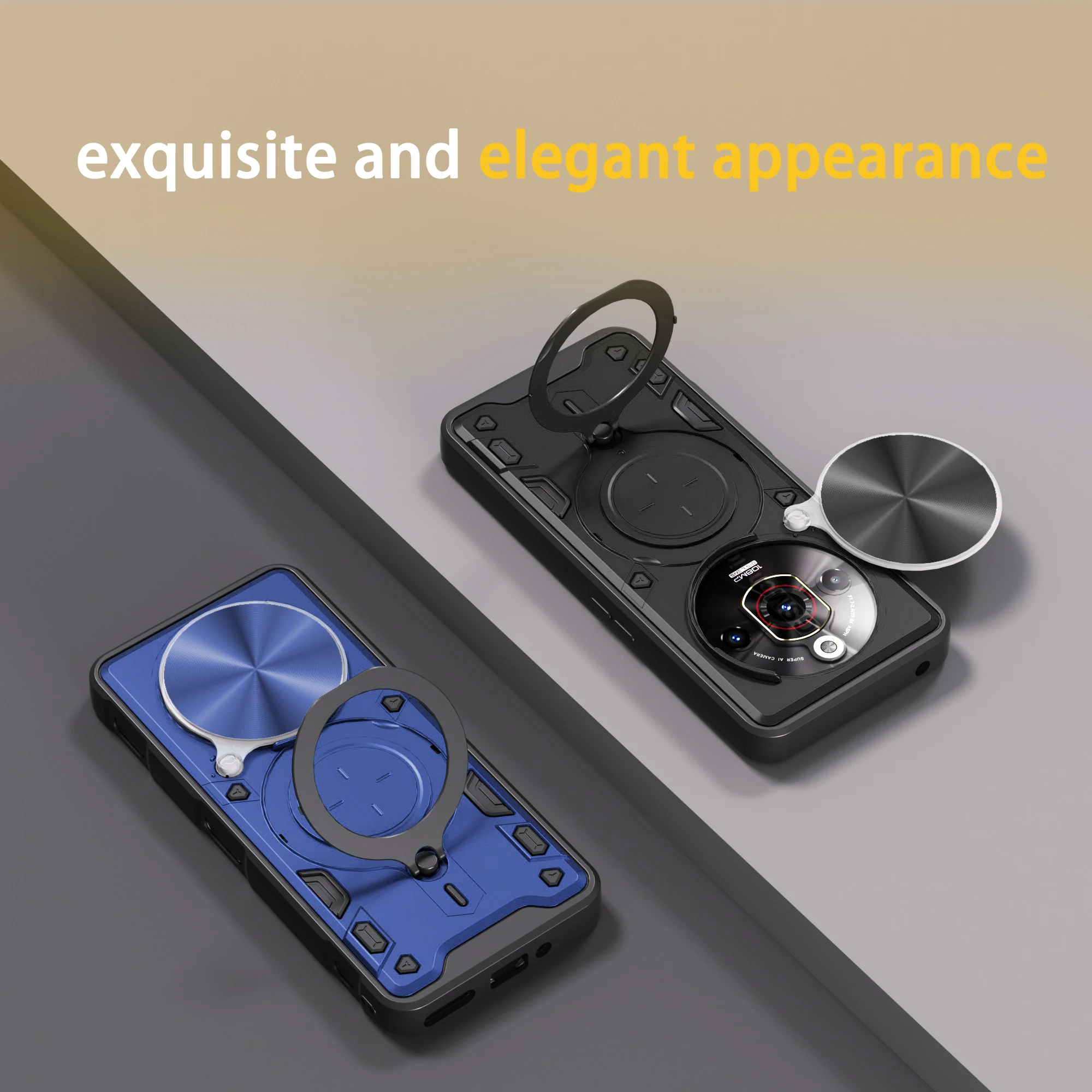 

Для ZTE Nubia Focus Pro 5G чехол слайд-объектив защищает противоударную подставку чехол для телефона Focus Pro 5G Magsafe Ring прочная броня задняя крышка