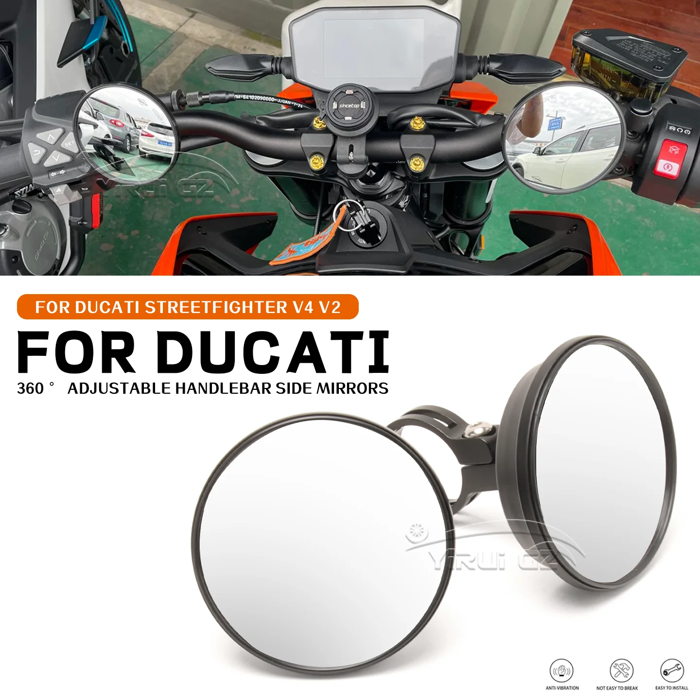 دراجة نارية النقطة العمياء المساعدة الرجعية ل Ducati Streetfighter V4 V2 V4 Espelhos de grande angularpara Streetfighter V4 V2 V2 #1