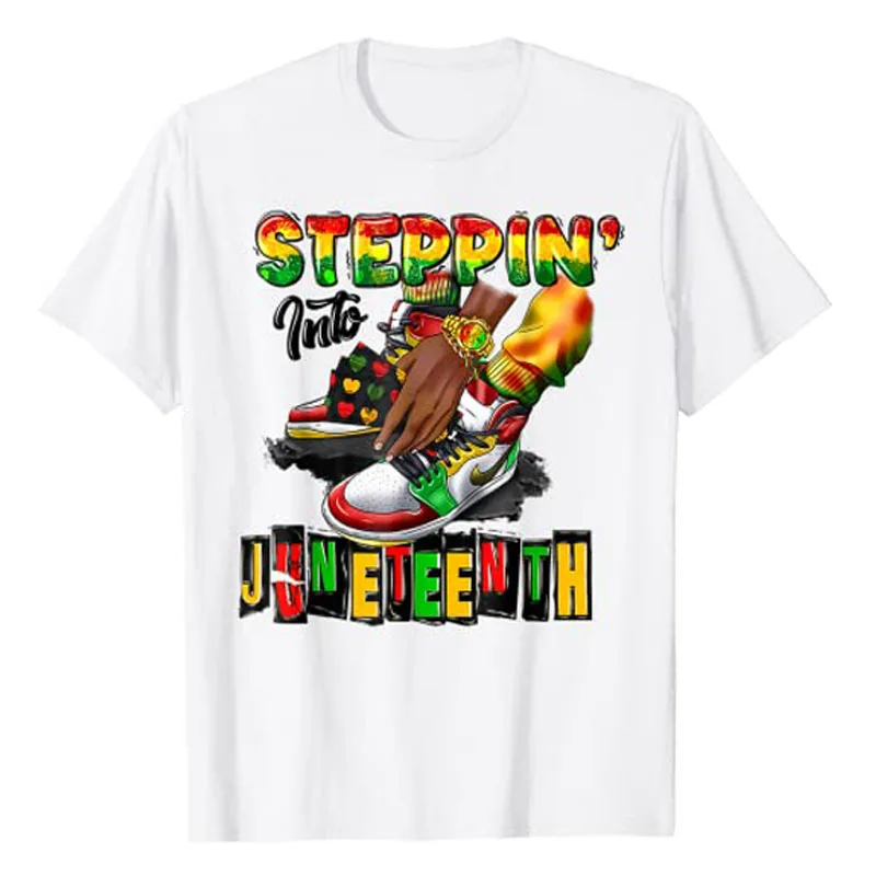 Youth Shoes Steppin' Into Juneteenth Like My Ancestors T-Shirt Black Pride  African Americans 1865 Freedom Day Graphic Tees Tops