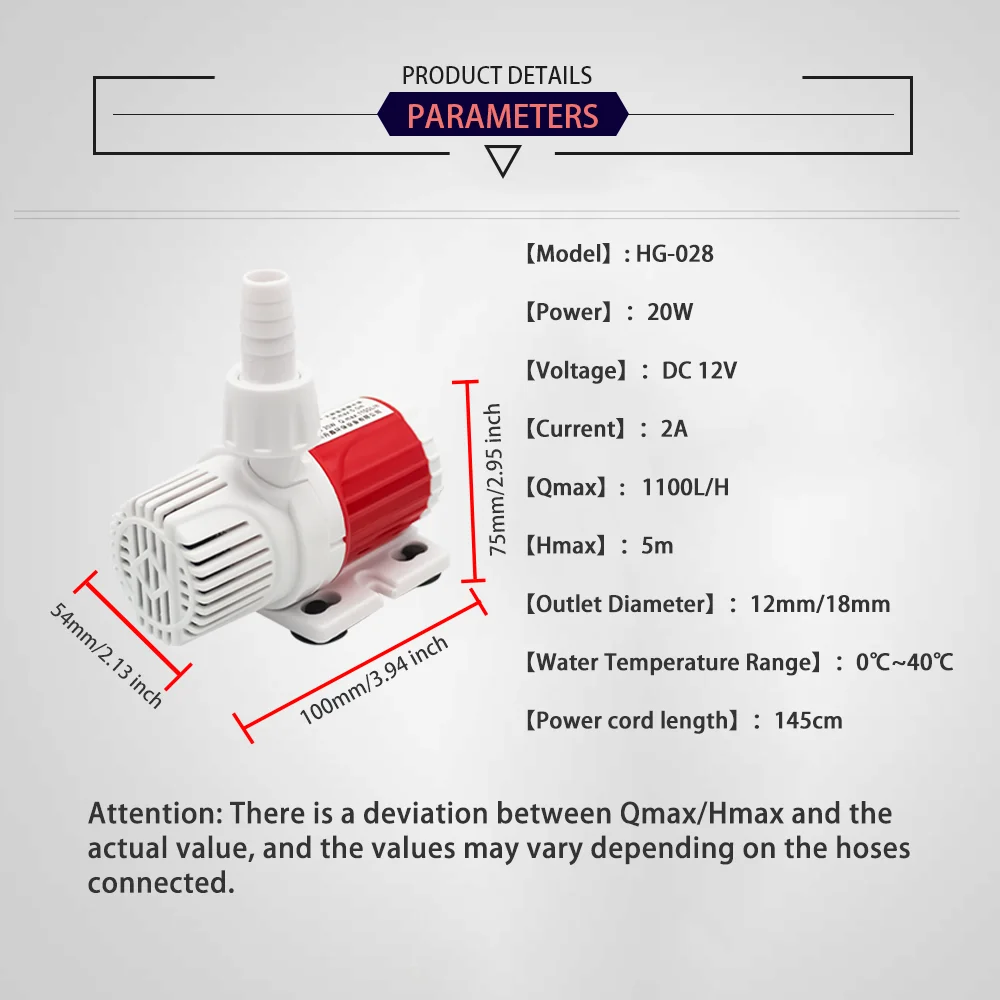 12V DC Brushless Small Submersible Pump Suitable for Aquarium Fish Tank Fountain Pool Garden