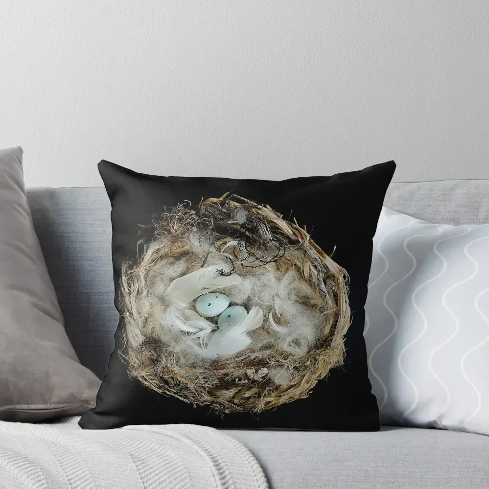 Testament to Resilience - Hoary Redpoll Nest Sculpture Throw Pillow Couch Pillows Throw Pillow sleeping pillows pillow