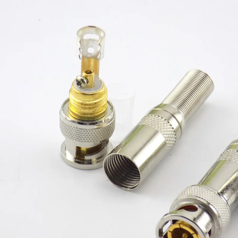 5PCS/lot Solderless Copper Pin Adapter BNC Connector Monitoring Connector Analog Camera Video Cable C4