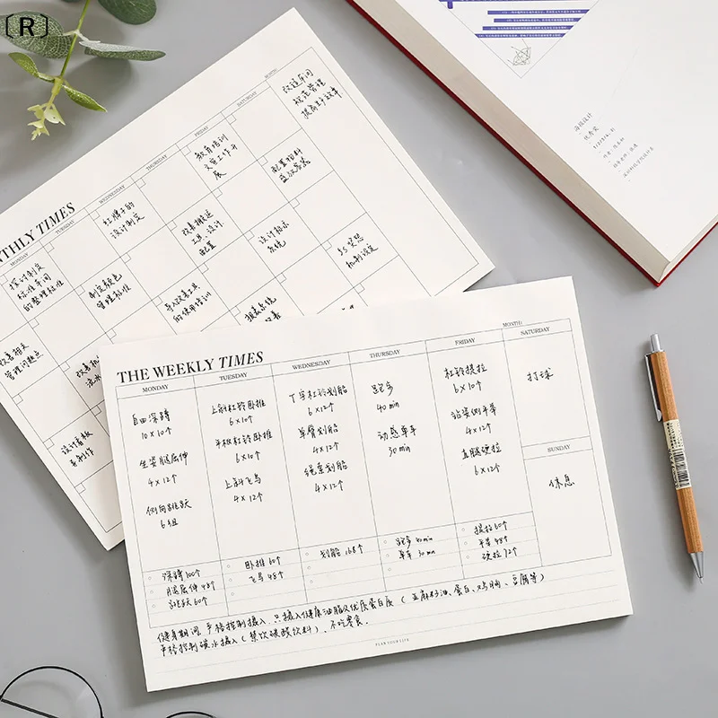 〔R〕Weekly Planner Monthly Undated Agenda A5 Notebook Schedules Study Planner Stationery Office School Supplies〔Winter2〕
