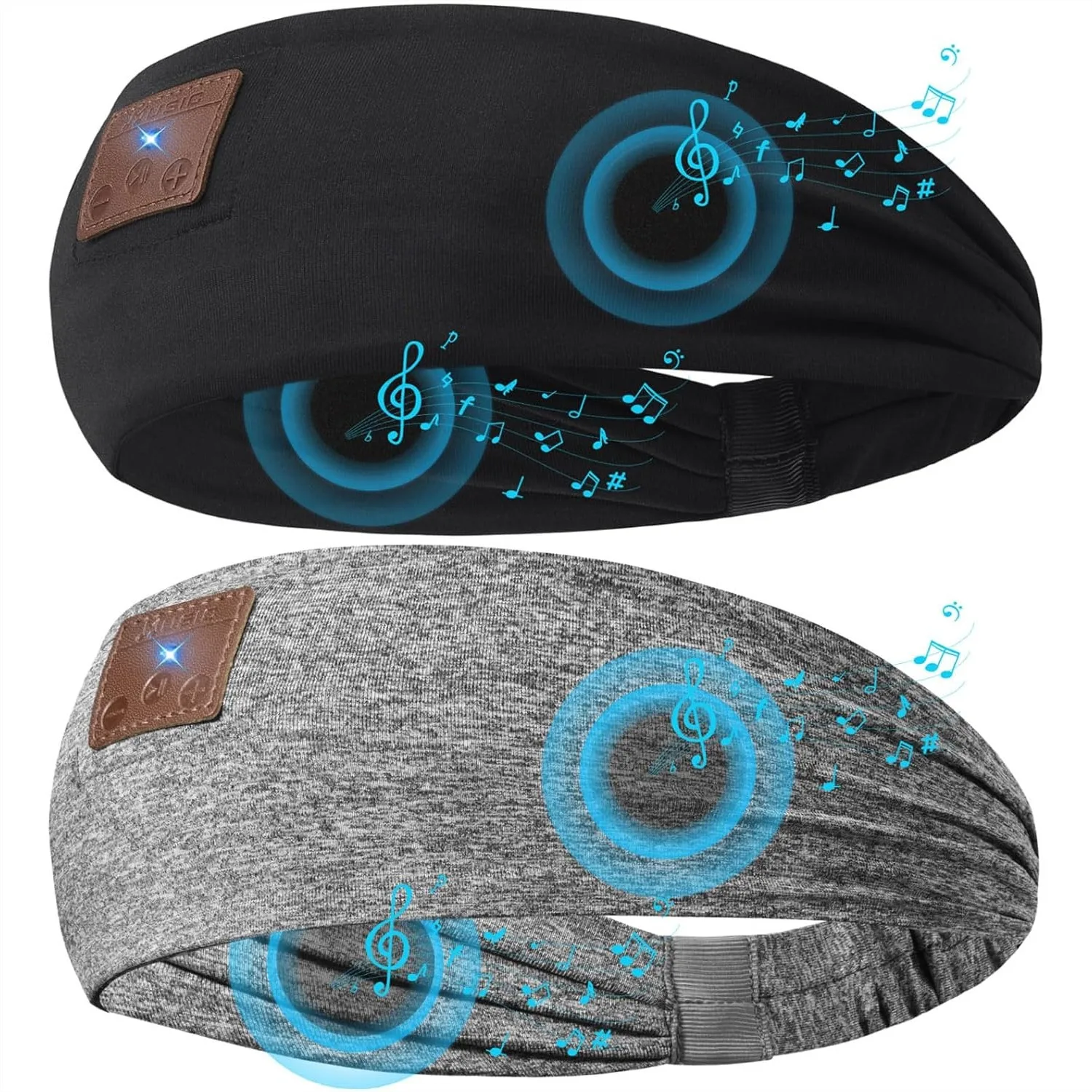 

2-Pack Sleeping Headphones Wireless Bluetooth 5.4 Headband With Ultra-Thin Speakers For Side Sleepers Running Workout Travel Meditation Black Grey