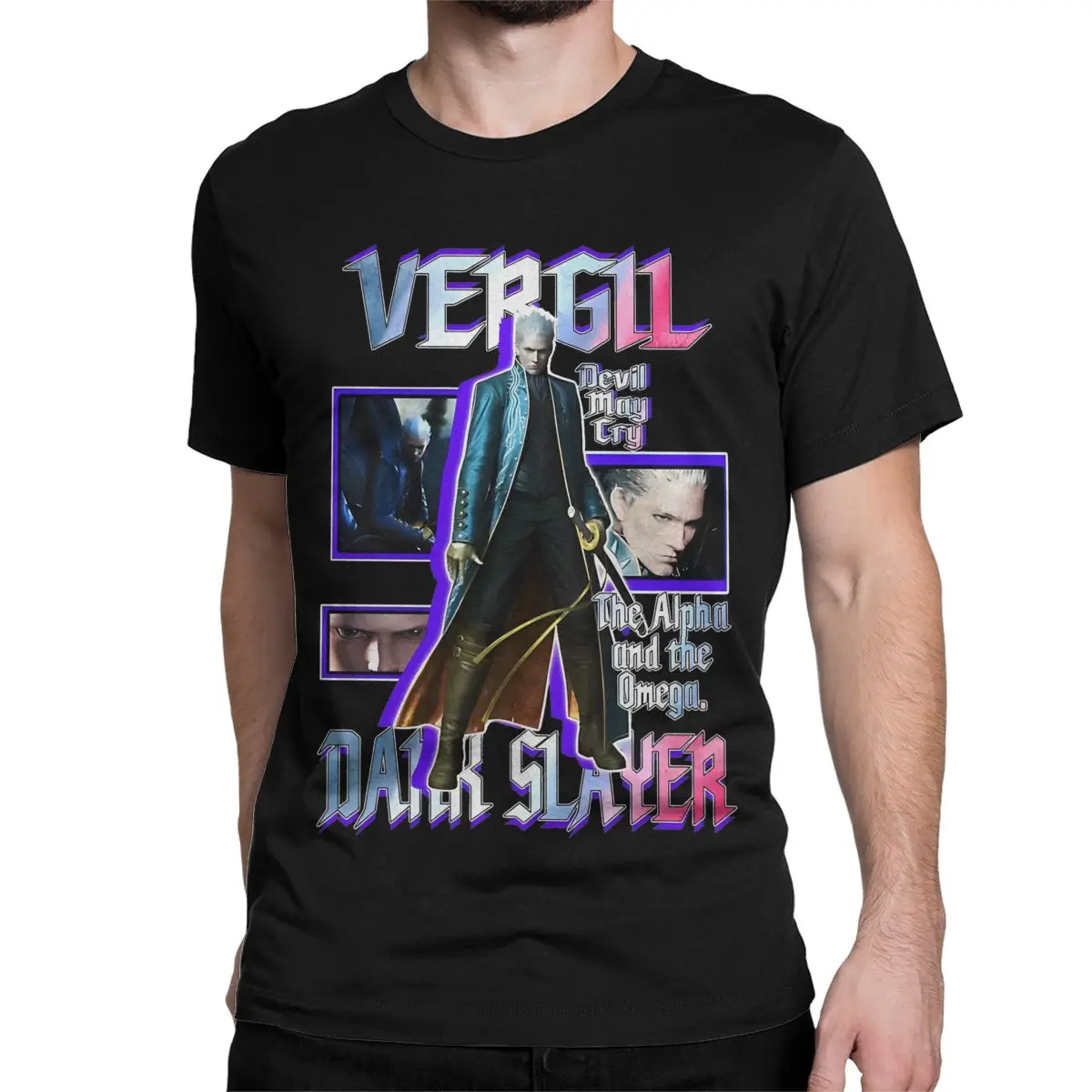 Vergil Devil May Cry Video Games Men Women's T Shirt Vintage Tees Short Sleeve Round Neck T-Shirt Cotton 4XL 5XL Clothes