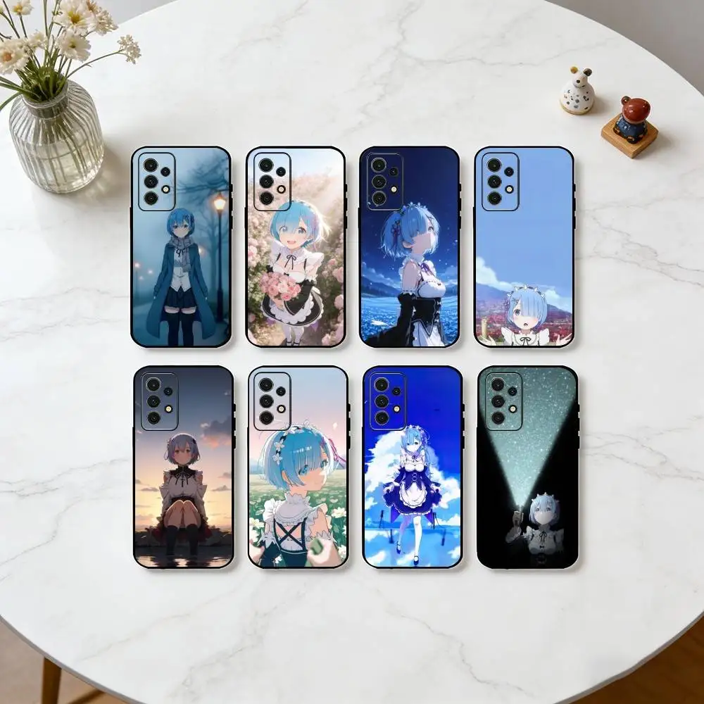 R-Rem Cute Design  Phone Case For Samsung S25,S24,S21,S22,S23,S30,Ultra,S20,Plus,Fe,Soft Silicone Black Cover