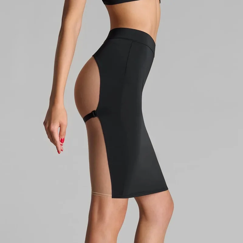 

Эластичная женская юбка миди с сетчатыми вставками, однотонная, облегающая, сексуальная, для создания привлекательного образа