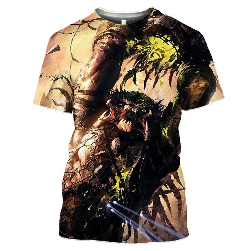 New Hot Warrior 3D Printed T-shirt Unisex Anime Predator Summer Short Sleeve Top Trendy Casual Sport Personalized Men's Clothing