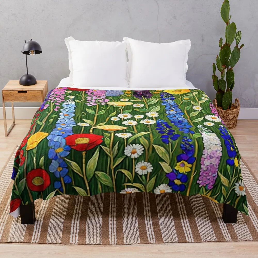 

Flower Garden - Gustav Klimt Throw Blanket Multi-Purpose Moving Cute Luxury Designer Blankets