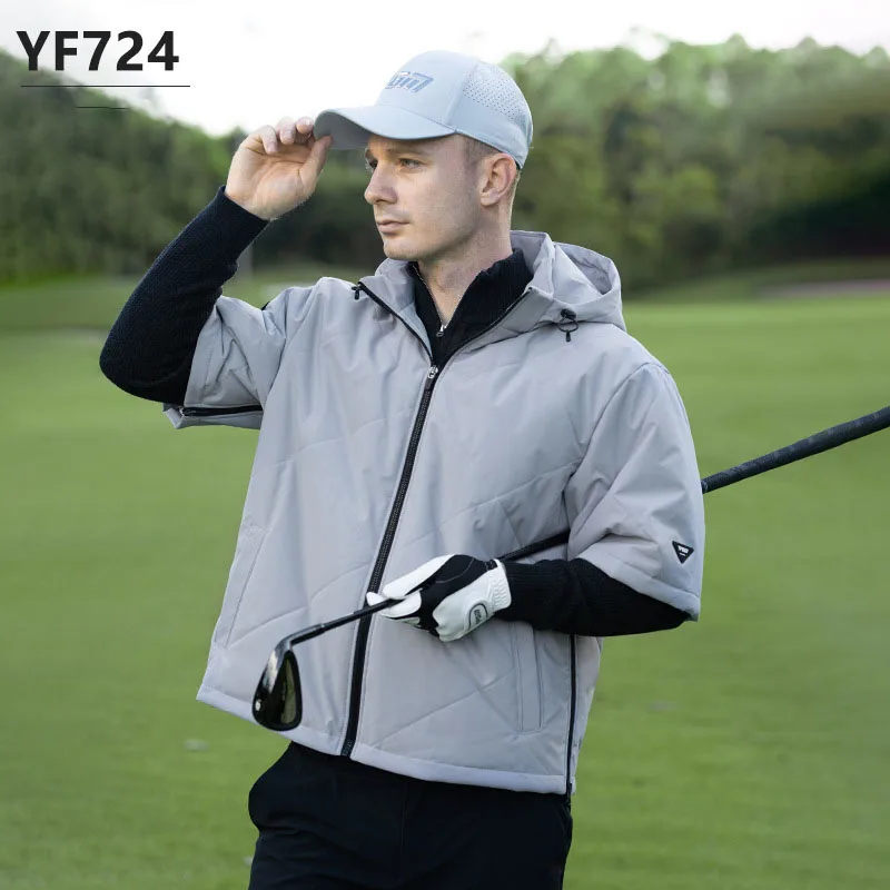 PGM Golf Apparel Mens Thicken Warm Jackets Winter Male Hooded Detachable Golf Coat Windproof Lightweight Sports Outerwear