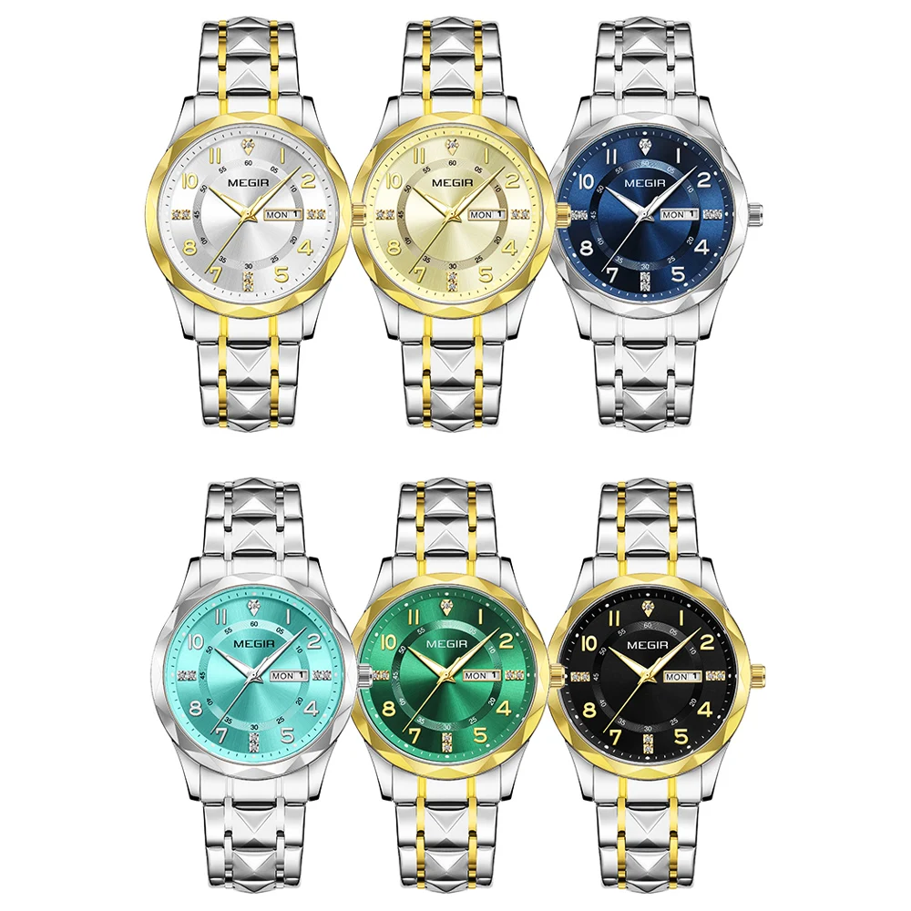 MEGIR Original Waterproof Man Wristwatch Luxury Quartz Stainless Steel Luminous Men Watch Top Brand Business Male Clock