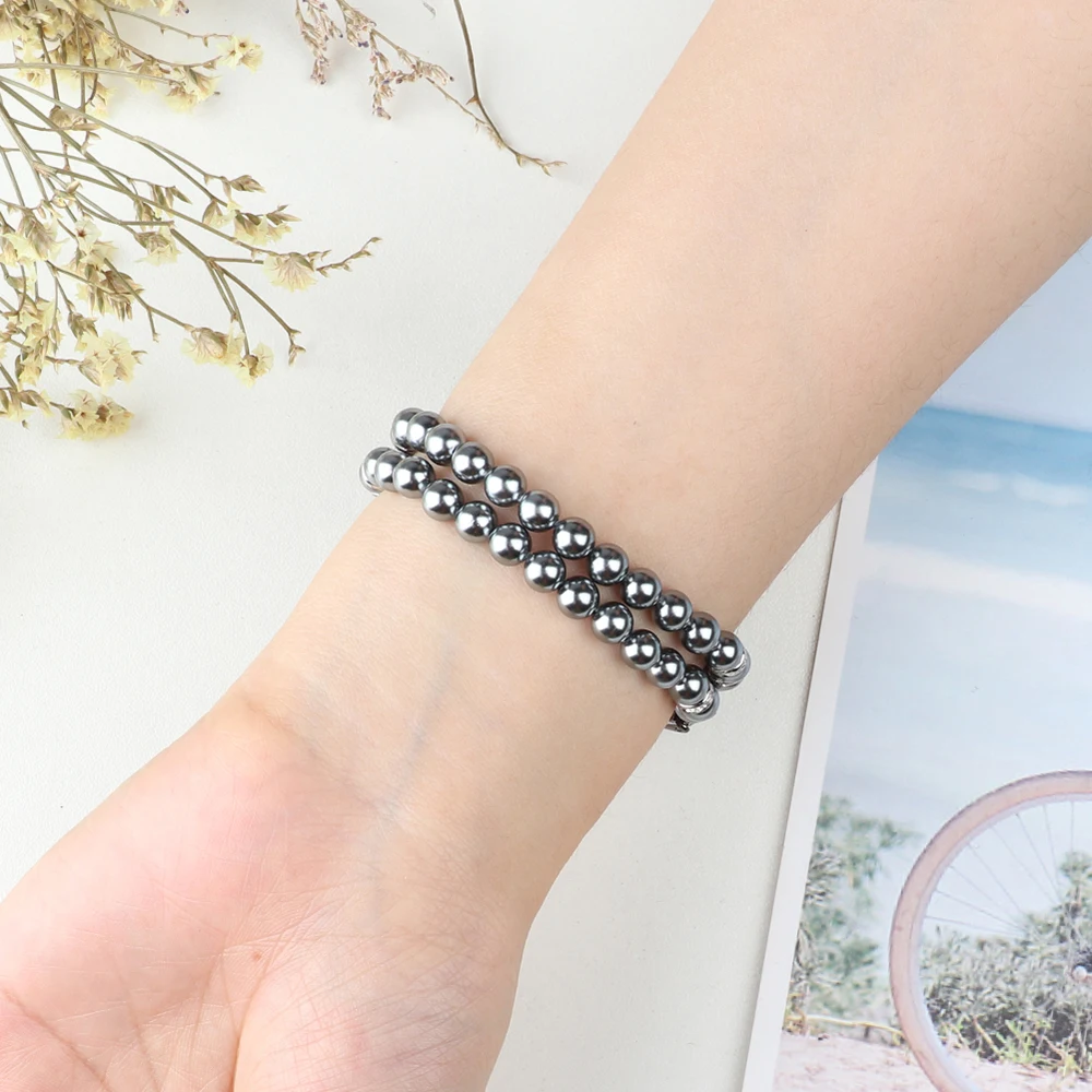 Black Bracelet for Mi Band 5 6 7 Watchband Jewelry Colorful Pearl Beaded Strap for Xiaomi Mi Band 8 Wristband Elastic Women