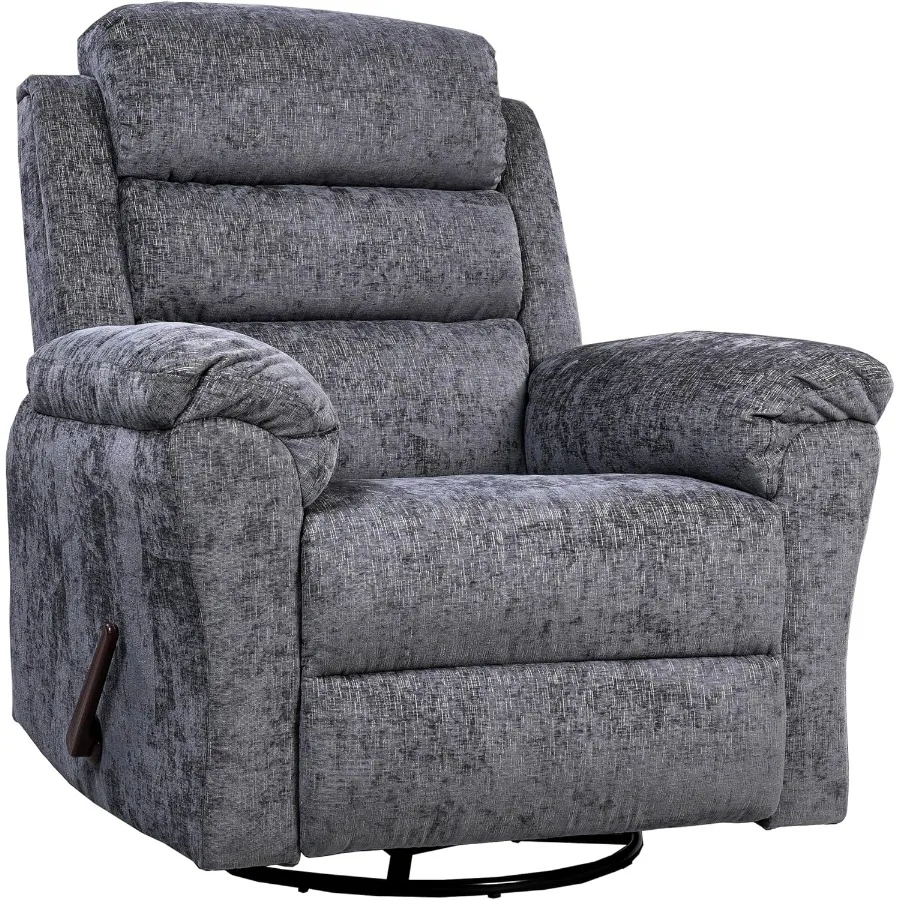 

Classic Swivel Rocker Recliner Chair for Adults with Handle, Massage Rocker Recliner, 360° Swivel Glider Nursery Chair wit