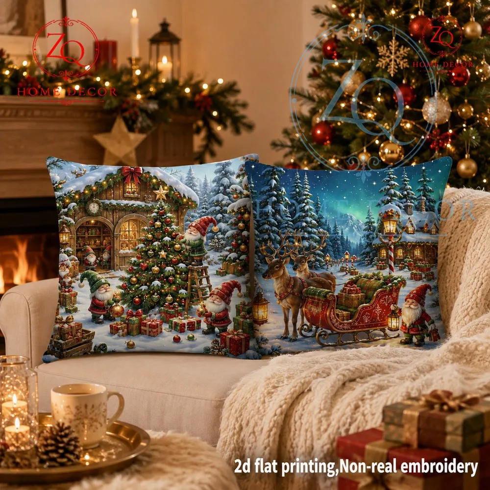 Christmas dwarf snow party pillowcases feuring exquisite floral prints dwarf figures cree a warm festive mosphere